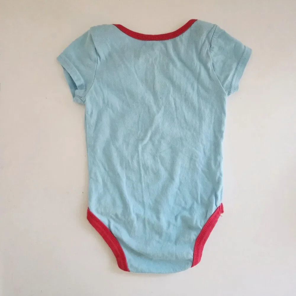 The Beatles Yellow Submarine Graphic Bodysuit Blue/Red Trim 6-9M